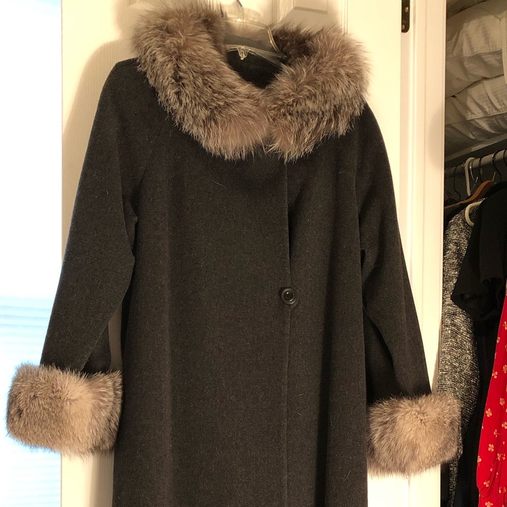 Marvin Richards Lambswool Fox Fur Trim Coat